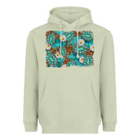 Matcha Leopard and Turquoise Gemstone Background Heavyweight Hoodie - texasbilliewilder