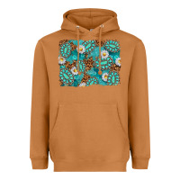 Meerkat Leopard and Turquoise Gemstone Background Heavyweight Hoodie - texasbilliewilder
