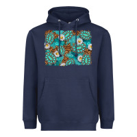 Navy Leopard and Turquoise Gemstone Background Heavyweight Hoodie - texasbilliewilder