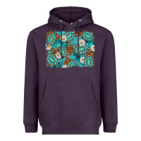 Plum Leopard and Turquoise Gemstone Background Heavyweight Hoodie - texasbilliewilder