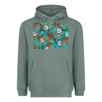 Sage Leopard and Turquoise Gemstone Background Heavyweight Hoodie - texasbilliewilder