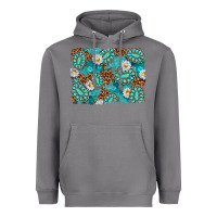 Storm Leopard and Turquoise Gemstone Background Heavyweight Hoodie - texasbilliewilder