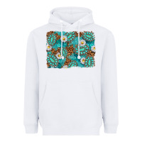 White Leopard and Turquoise Gemstone Background Heavyweight Hoodie - texasbilliewilder