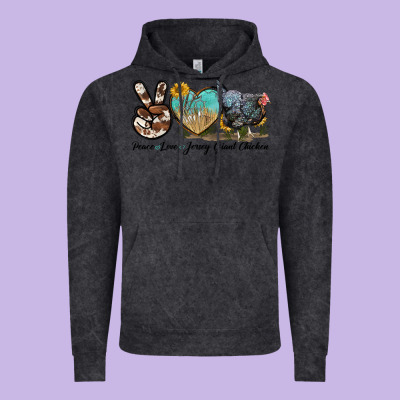Peace Love Jersey Giant Chicken Vintage Hoodie Designed By Lillyallendesigns