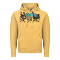 Vintage Mustard Peace Love Jersey Giant Chicken Vintage Hoodie - LillyAllenDesigns