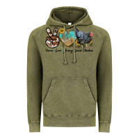 Vintage Olive Peace Love Jersey Giant Chicken Vintage Hoodie - LillyAllenDesigns