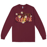 Burgundy si dios quiere Long Sleeve Tee - MaliasSmallBusiness