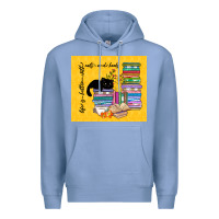 Colony Blue life is better with cats and books Premium Hoodie - TumblerDesignByShophia