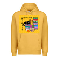 Mustard life is better with cats and books Premium Hoodie - TumblerDesignByShophia