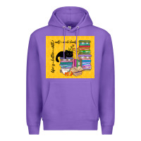 Purple life is better with cats and books Premium Hoodie - TumblerDesignByShophia