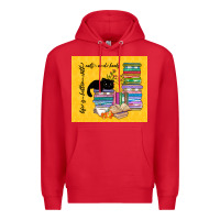 Red life is better with cats and books Premium Hoodie - TumblerDesignByShophia
