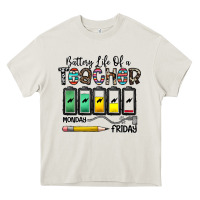 Cream battery life of a teacher monday friday Heavy Core Tee - CowhideDigitalArt