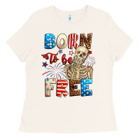 Bone Born to be free with skeleton 4th of july Ladies Tee - Neo Western