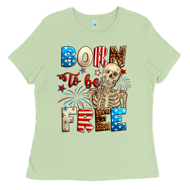 Born To Be Free With Skeleton 4th Of July Ladies Tee by Neo Western | Teevron