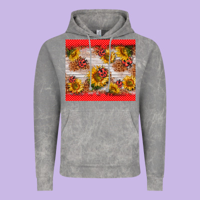 Ladybug Sunflower Vintage Hoodie Designed By Barkaloodesign