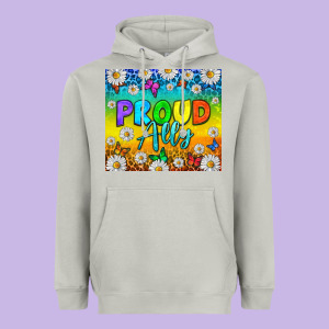 Lgbtq+ Proud Ally With Daisy Heavyweight Hoodie Designed By Nancycooperartshop