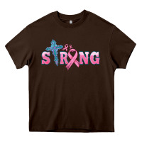 Strong With Cross Ribbon Heavy Core Tee | Teevron