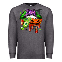Charcoal Heather Halloween lips Premium Sweatshirt - NancyCooperArtShop