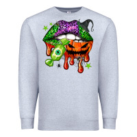 Heather Grey Halloween lips Premium Sweatshirt - NancyCooperArtShop