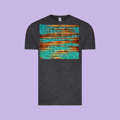 Turquoise  Leather And Wooden Pattern Tumbler Vintage Tee Designed By Jasminsmagicworld