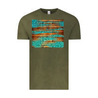 Vintage Olive turquoise  leather and wooden pattern tumbler Vintage Tee - Jasminsmagicworld