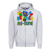 Heather Grey my brother is au some a Zipper Hoodie - Artiststas