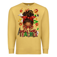 Antique Gold santa's favorite teacher afro messy bun Premium Sweatshirt - texasbilliewilder