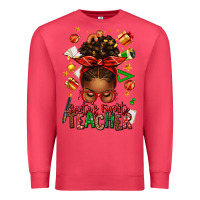 Cardinal santa's favorite teacher afro messy bun Premium Sweatshirt - texasbilliewilder