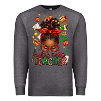 Charcoal Heather santa's favorite teacher afro messy bun Premium Sweatshirt - texasbilliewilder