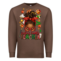 Chestnut santa's favorite teacher afro messy bun Premium Sweatshirt - texasbilliewilder