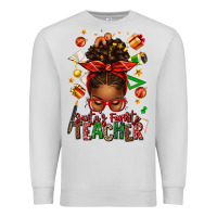 Dove Grey santa's favorite teacher afro messy bun Premium Sweatshirt - texasbilliewilder
