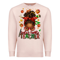 Pale Pink santa's favorite teacher afro messy bun Premium Sweatshirt - texasbilliewilder