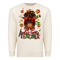 Sandshell santa's favorite teacher afro messy bun Premium Sweatshirt - texasbilliewilder