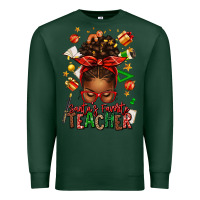 Sports Green santa's favorite teacher afro messy bun Premium Sweatshirt - texasbilliewilder