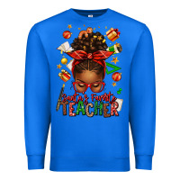 True Royal santa's favorite teacher afro messy bun Premium Sweatshirt - texasbilliewilder