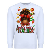 White santa's favorite teacher afro messy bun Premium Sweatshirt - texasbilliewilder