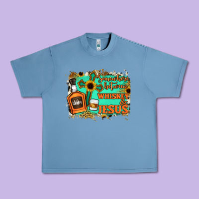 Somewhere Between Whiskey And Jesus Urban Heavy Tee Designed By Jasminsmagicworld