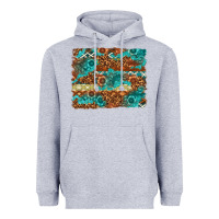 Heather Grey Leopard and Aztec Background Western Heavyweight Hoodie - texasbilliewilder