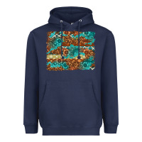 Navy Leopard and Aztec Background Western Heavyweight Hoodie - texasbilliewilder