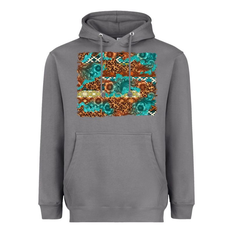 Leopard And Aztec Background Western Heavyweight Hoodie by texasbilliewilder | Teevron
