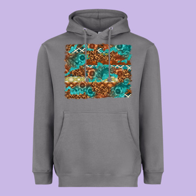 Leopard And Aztec Background Western Heavyweight Hoodie Designed By Texasbilliewilder