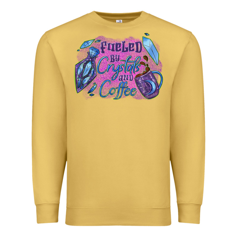 Fueled By Crystals And Coffee Halloween Premium Sweatshirt by NancyCooperArtShop | Teevron