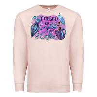 Pale Pink Fueled by crystals and coffee halloween Premium Sweatshirt - NancyCooperArtShop