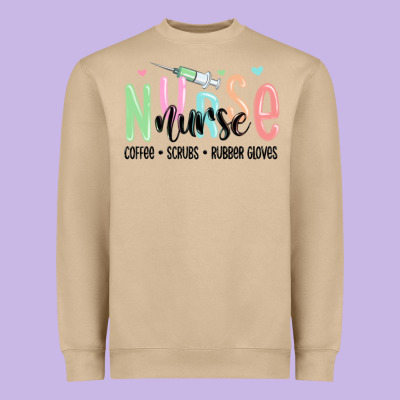 Coffee Scrubs Rubber Gloves Nurse Heavyweight Sweatshirt Designed By Maliassmallbusiness