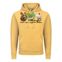 Vintage Mustard Peace Love Leghorn Chicken Vintage Hoodie - LillyAllenDesigns