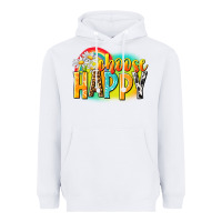 White Choose happy Heavyweight Hoodie - NancyCooperArtShop