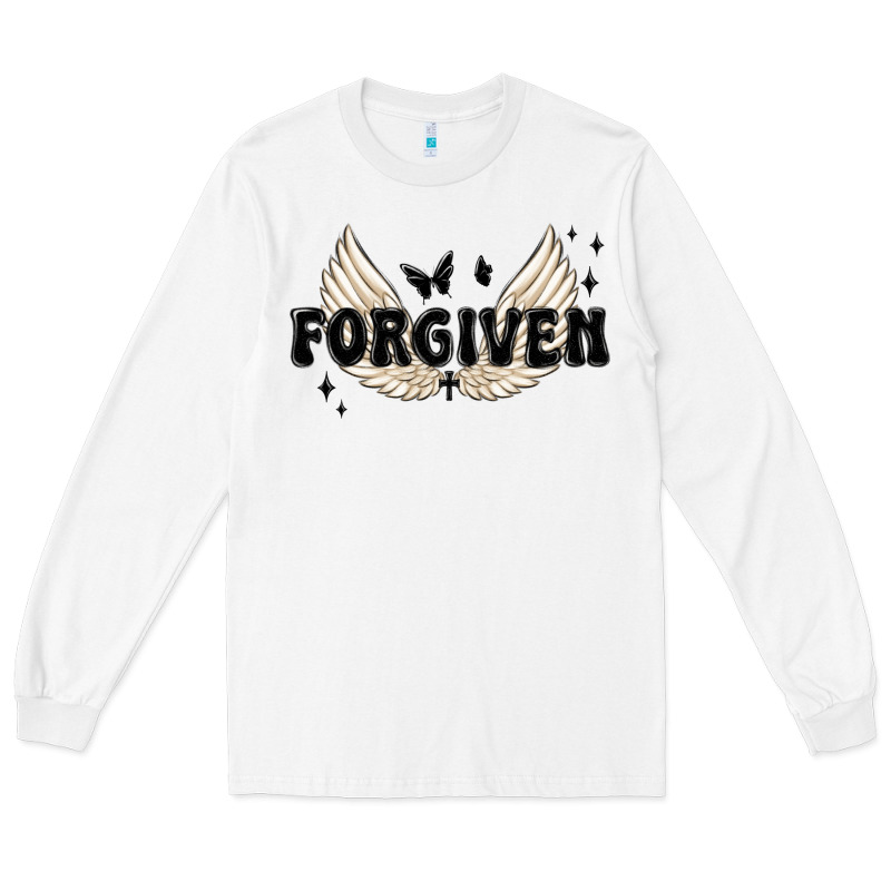 Forgiven Christian Angel Wings Long Sleeve Tee by MaliasSmallBusiness | Teevron