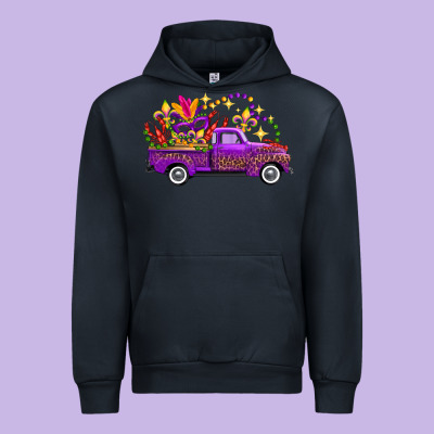 Mardi Gras Leopard Truck Urban Hoodie Designed By Fadigitalartstudio