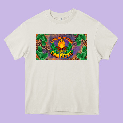 Life Is Better Around The Campfire License Plate Heavy Core Tee Designed By Barkaloodesign