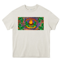 Cream life is better around the campfire license plate Heavy Core Tee - BarkalooDesign